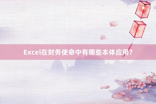 Excel在财务使命中有哪些本体应用？